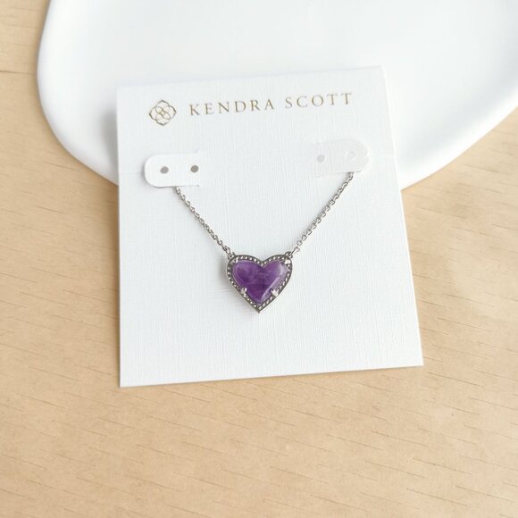 Kendra Scott Necklace | Ari Heart | Silver Amethyst - Picture 1 of 4